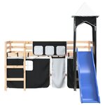 vidaXL Lit mezzanine enfants avec tour blanc/noir 80x200cm pin massif