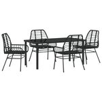 vidaXL Ensemble de salle à manger de jardin 5 pièces Noir Poly Rattan