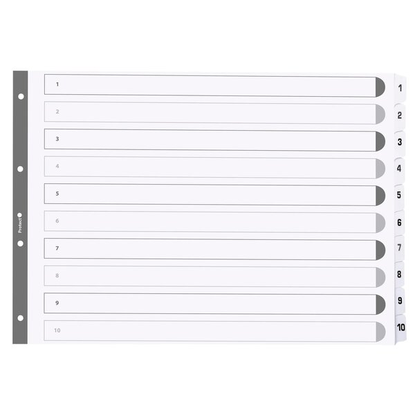 Intercalaires Imprimés À Touches Plastifiées - 10 Touches 1 À 10 - A3 - Blanc - Exacompta