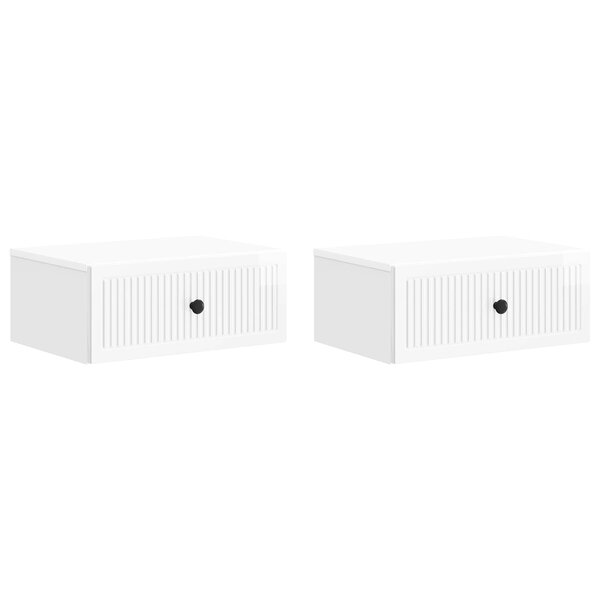 vidaXL Cabinet de chevet 2 Pièces Blanc brillant 49 x 34 5 x 20 cm