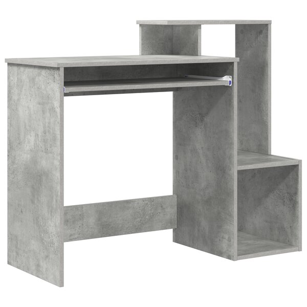 vidaXL Bureau gris Effet béton Panneau de particules Moyen Rangement