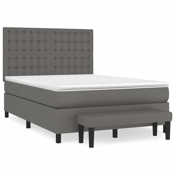 vidaXL Sommier à lattes de lit avec matelas Gris 140x200 cm Similicuir