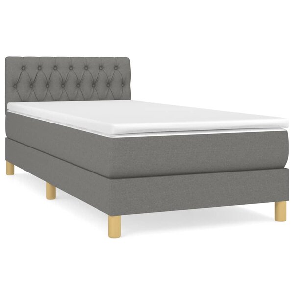 vidaXL Sommier à lattes de lit avec matelas Gris foncé 80x200 cm Tissu