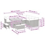 vidaXL Ensemble de canapé de jardin avec coussin 12 Pièces Noir