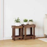 vidaXL Support de Plante 2 Pièces Marron 70 x 11 x 27 cm Bois d'Acajou