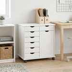 vidaXL Cabinet roulant Blanc 63 5 x 39 x 65 5 cm Bois de Pin Massif