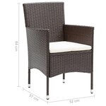 vidaXL Ensemble de salle à manger de jardin 3 Pièces Marron