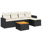 vidaXL Salon de jardin 6 Pièces avec coussins noir résine tressée