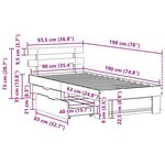 vidaXL Cadre de lit avec tête de lit Brun cire 90 x 190 cm Pin massif