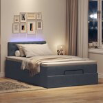 vidaXL Lit ottoman avec matelas et LED gris foncé 90x200cm