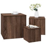 vidaXL Tables d'appoint 3 Pièces Chêne marron Bois d'ingénierie