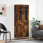 vidaXL Buffet haut Chêne fumé 69 5x34x180 cm Bois d'ingénierie