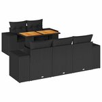 vidaXL Salon de jardin 6 Pièces avec coussins noir résine tressée