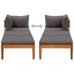 vidaXL Chaise longue avec 1 accoudoir Gris foncé Bois d'acacia solide