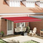 vidaXL Auvent Rétractable Rouge 450x300 cm tissu