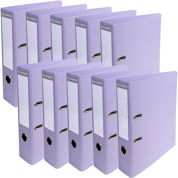 Classeur à levier PVC A4 dos de 70mm Lilas x 10 EXACOMPTA