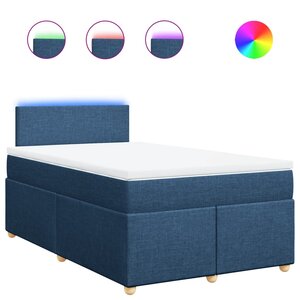 vidaXL Sommier à lattes de lit avec matelas bleu 120x190 cm tissu