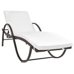 vidaXL Chaise longue avec coussin et table Résine tressée Marron