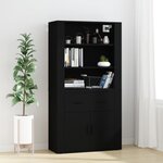 vidaXL Buffet haut Noir Bois d'ingénierie