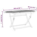 vidaXL Table pliable de jardin 160x85x75 cm bois d'acacia solide