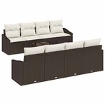 vidaXL Ensemble de canapé de jardin avec coussin 9 Pièces Marron et Crème