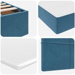 vidaXL Lit avec rangement et LED Bleu foncé 200 x 200 cm Velours