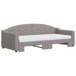 vidaXL Lit de jour avec gigogne et matelas taupe 90x200 cm tissu