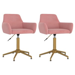 vidaXL Chaises pivotantes à manger lot de 2 Rose Velours