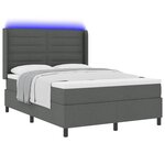 vidaXL Lit à ressort LED avec matelas Gris foncé 160 x 200 cm tissu