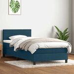 vidaXL Sommier à lattes de lit et matelas et LED bleu foncé 80x210 cm velours