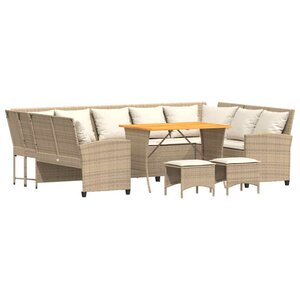 vidaXL Salon de jardin avec coussins 4 Pièces beige résine tressée