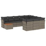 vidaXL Salon de jardin 11 Pièces avec coussins gris résine tressée