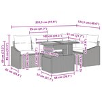 vidaXL Ensemble de dining jardin 6 pièces avec coussins noir en poly rattan et acacia