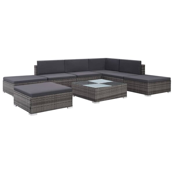 vidaXL Salon de jardin 8 Pièces avec coussins Résine tressée Gris