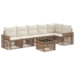 vidaXL Ensemble de canapé de jardin 7 Pièces Beige et blanc crème