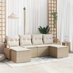 vidaXL Ensemble de canapé de jardin avec coussin 6 Pièces Beige  Crème