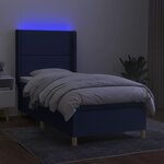 vidaXL Sommier à lattes de lit matelas et LED Bleu 90x190 cm Tissu