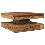 vidaXL Table basse rotative à 360 degrés vieux bois 70x70x34 5 cm