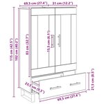 vidaXL Haut Armoire Bois Ancien 69 5 x 31 x 115 cm Bois d'ingénierie