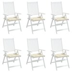 vidaXL Coussins de chaise jardin lot de 6 crème 50x50x4cm tissu oxford