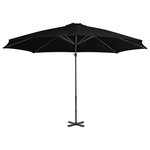 vidaXL Parasol de jardin en porte-à-faux avec mât en aluminium noir