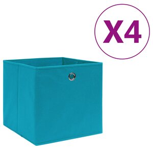 vidaXL Boîtes de rangement 4 Pièces Tissu intissé 28x28x28 cm Bleu azuré