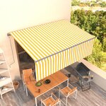vidaXL Auvent automatique rétractable avec store 4x3 m Jaune et blanc