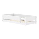 Flexa WHITE Lit Montessori bas 90 x 200 cm Avec barriere arriere et barriere avant pleine Blanc