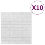 vidaXL Papier peint 3D autoadhésif Briques 10 Pièces Blanc