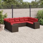 vidaXL Salon de jardin avec coussins 9 Pièces marron résine tressée