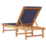 vidaXL Chaise longue bleu bois d'acacia solide et textilène
