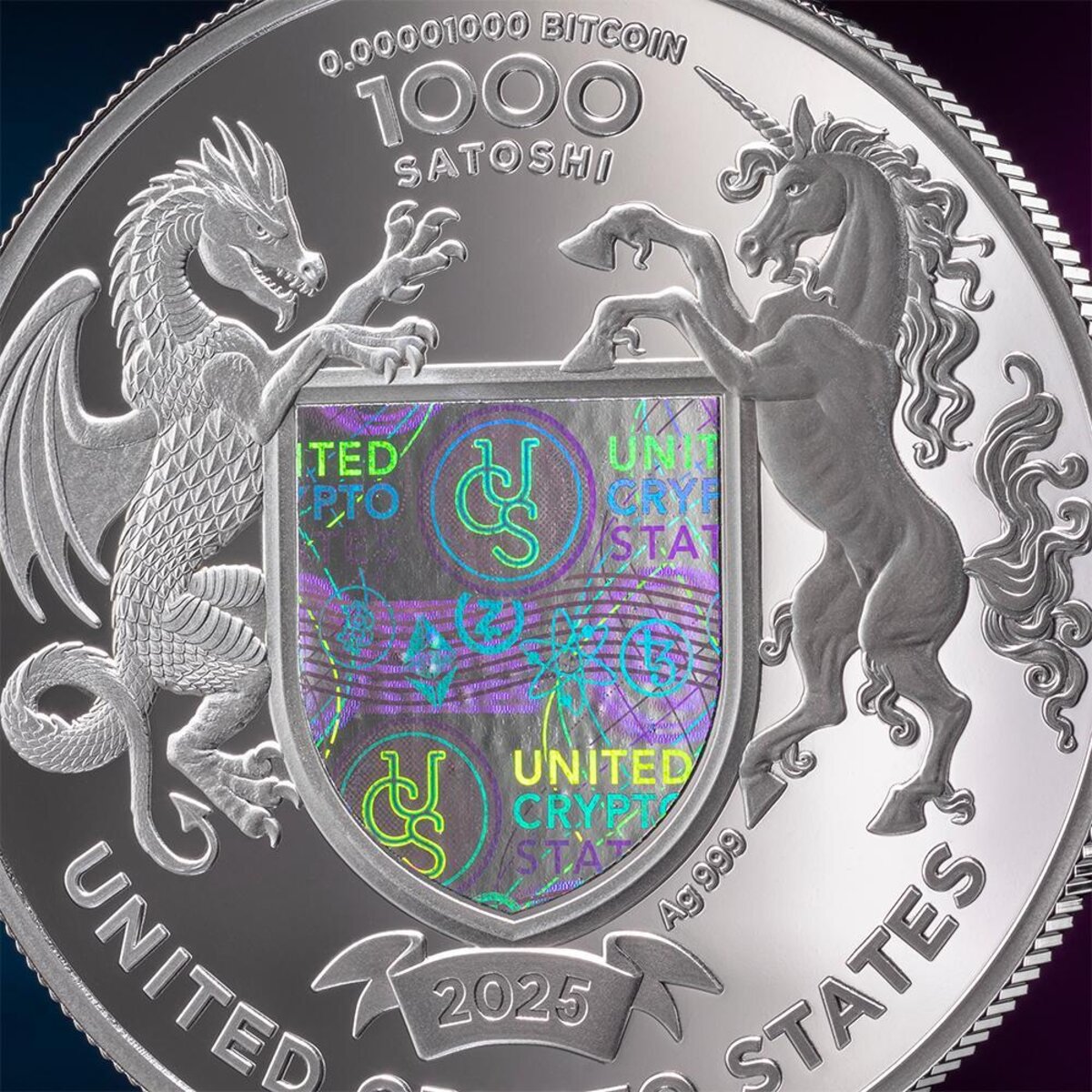 Pièce de monnaie en Argent 1000 Satoshi g 31.1 (1 oz) Millésime 2024 United  Crypto States AMERICAN BUFFALO - La Poste