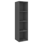 vidaXL Meuble TV mural Gris brillant 37x37x142 5 cm Bois d’ingénierie