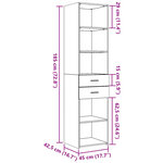 vidaXL Buffet haut blanc 45x42 5x185 cm bois d'ingénierie